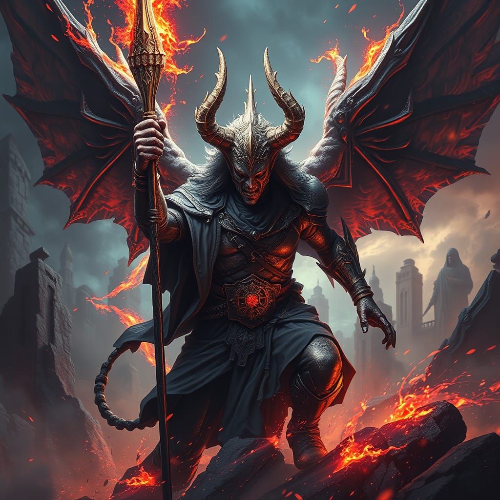 Surreal Fantasy God Battles Evil in Vibrant, Detailed Matte ...