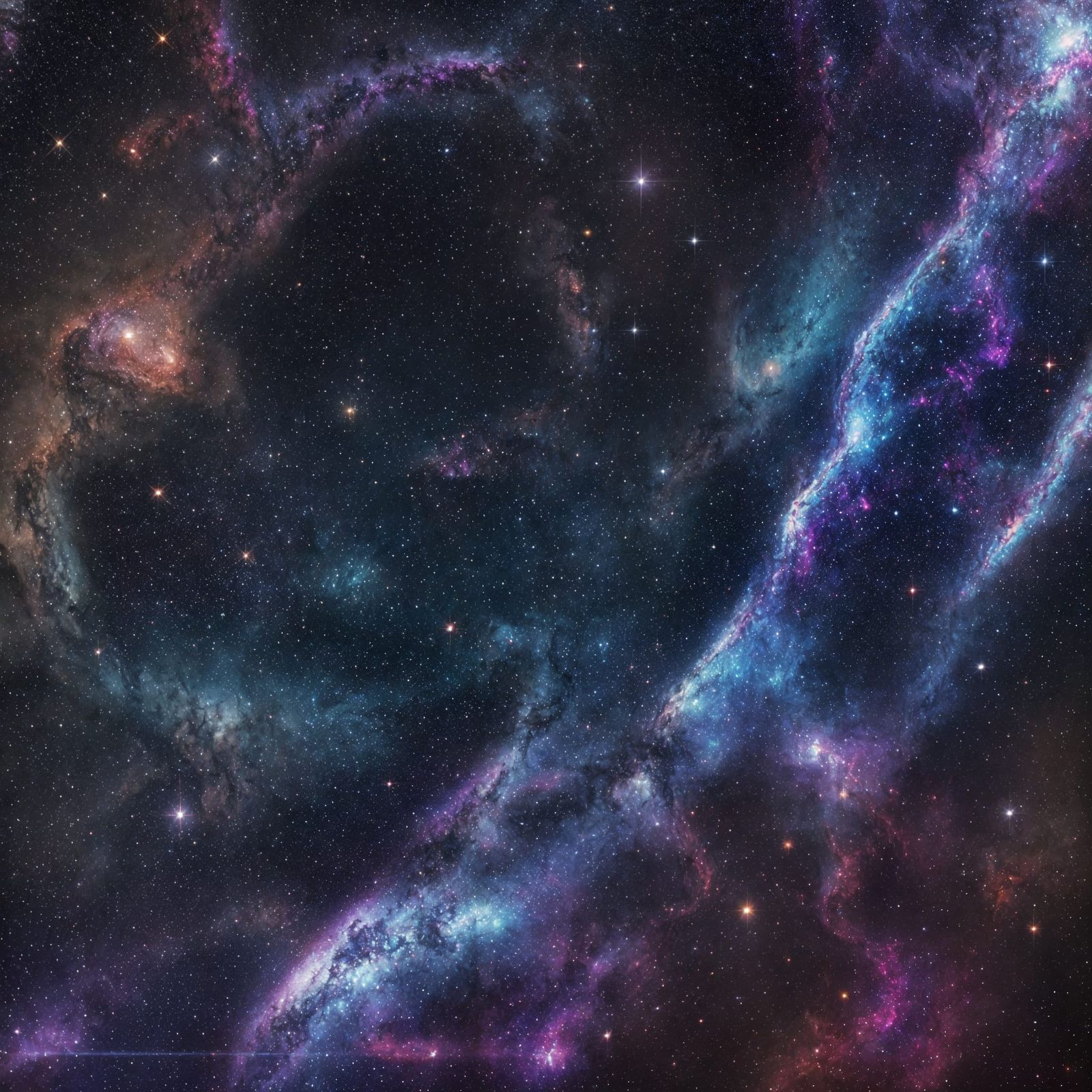 Celestial Cosmic Nebula with Thousands of Stars in Vibrant H...