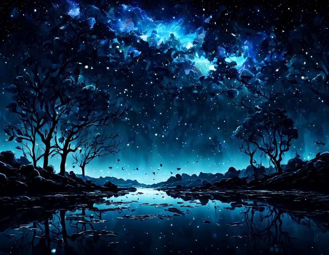 Ethereal Cosmic Landscape in Anime Key Visual Style