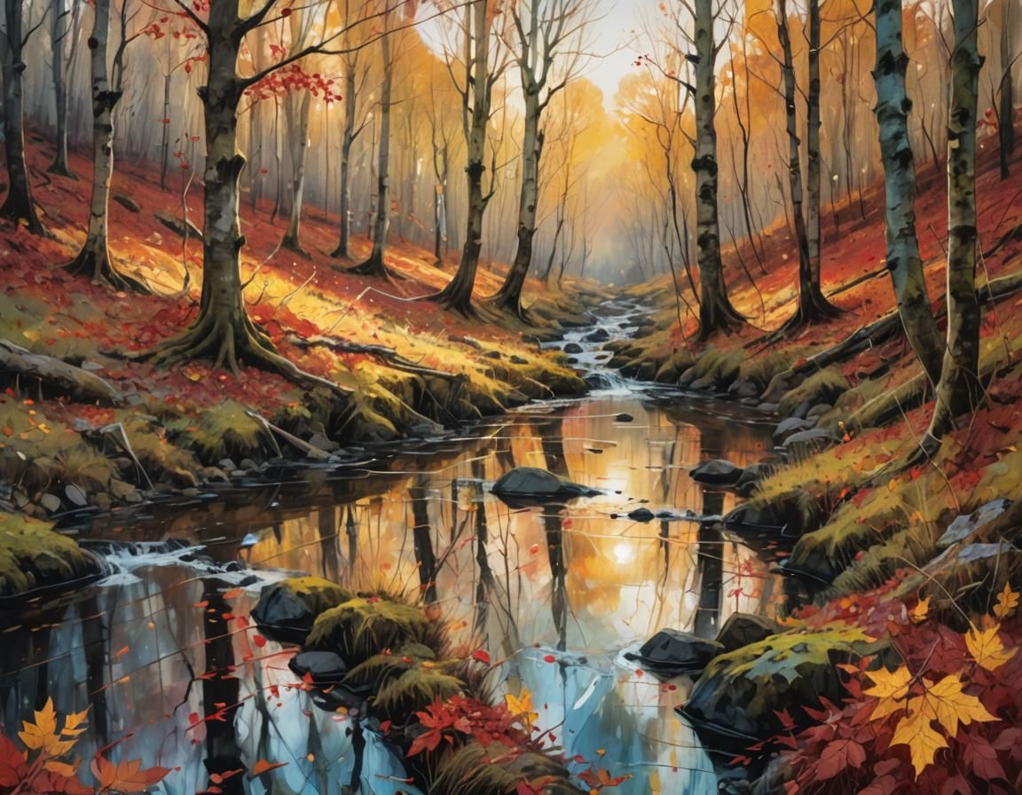 Surreal Autumn Landscape in Honeypunk Style