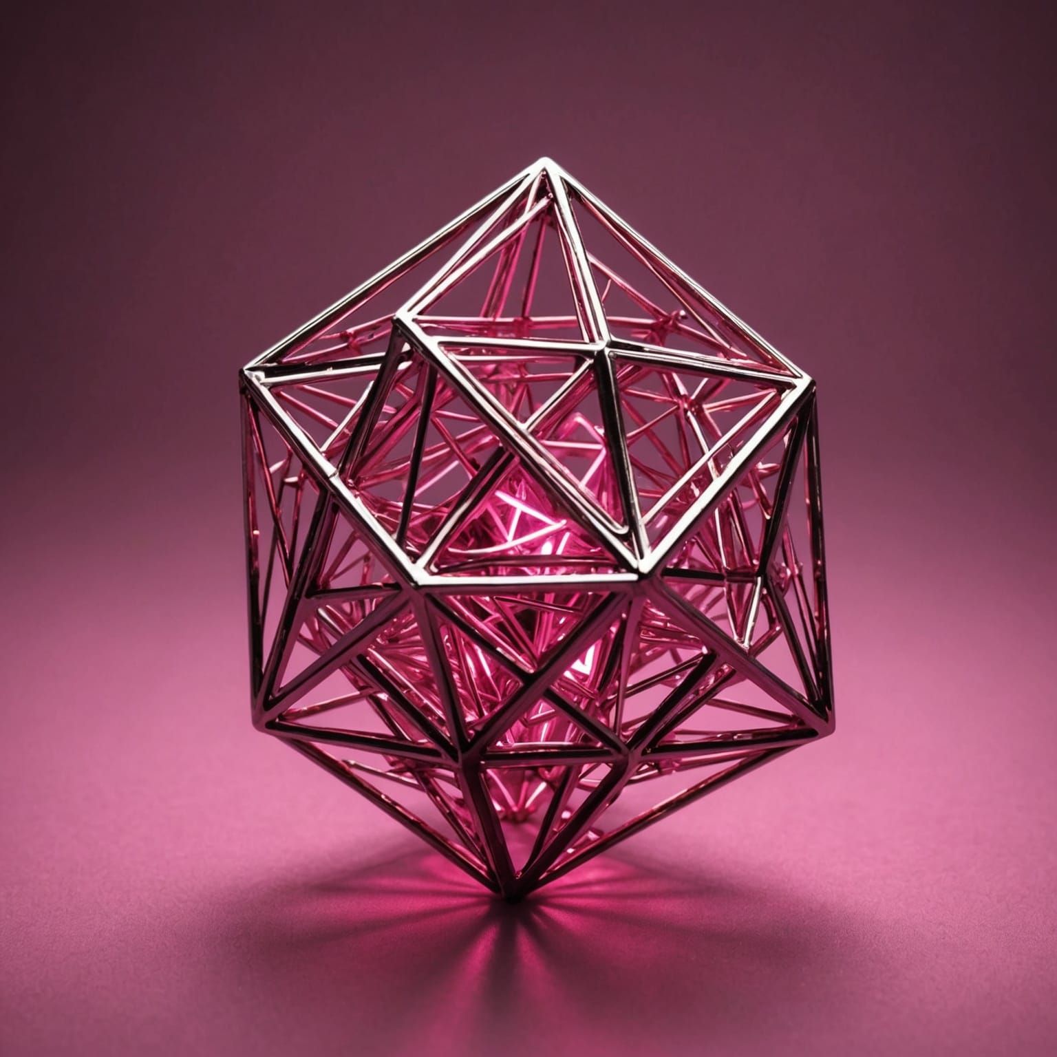 Electric Pink Octahedron Widening in Digital Art