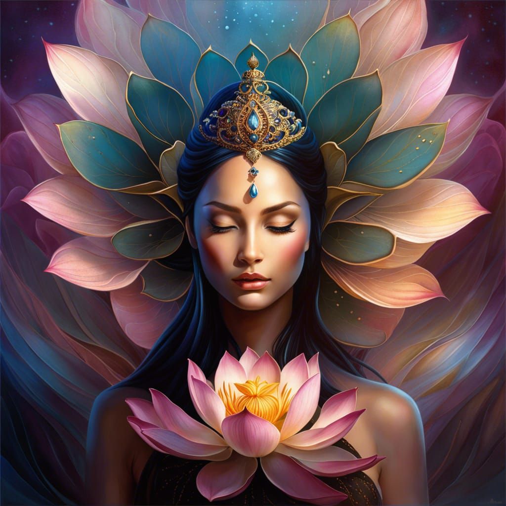 Sacred Lotus Queen Digital Art