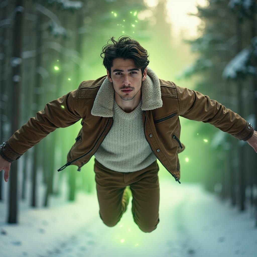 The green magical aura that propelled Byron through the sky ...