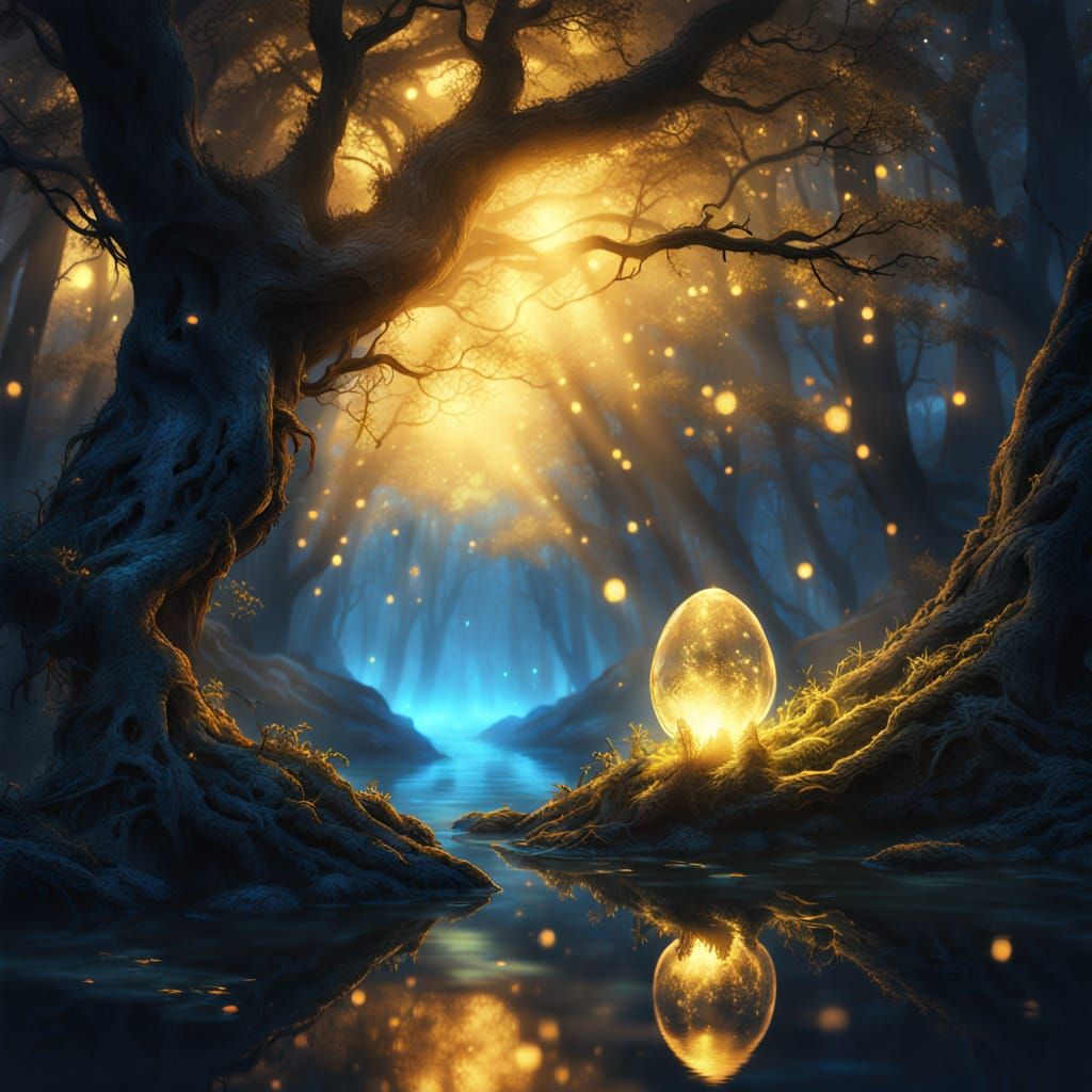 Glowing Cocoons in Mystical Twilight Forest