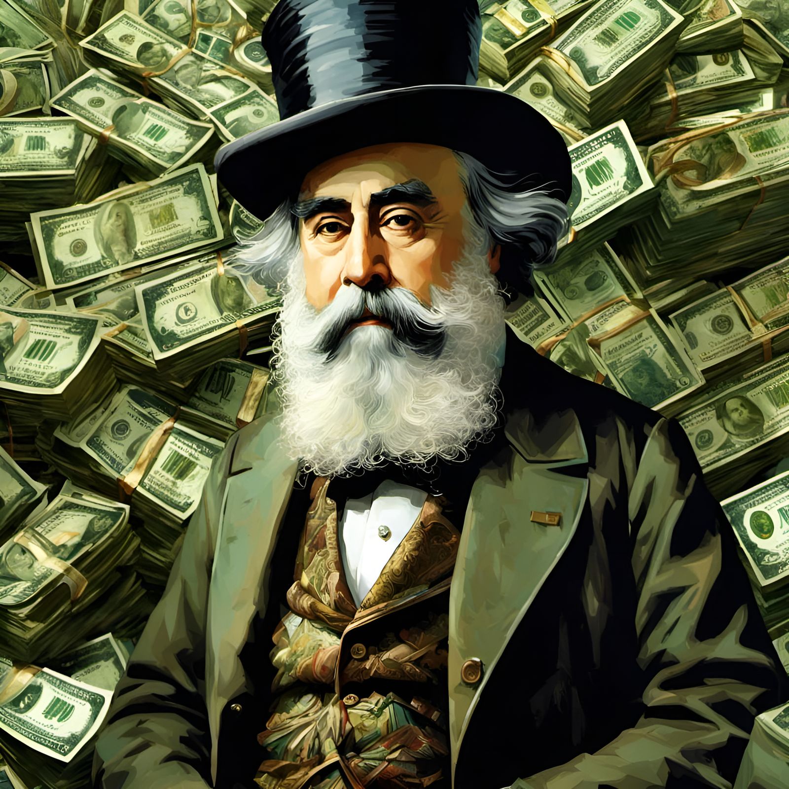 Monet Surrounded by Money: Illustrative Portrait