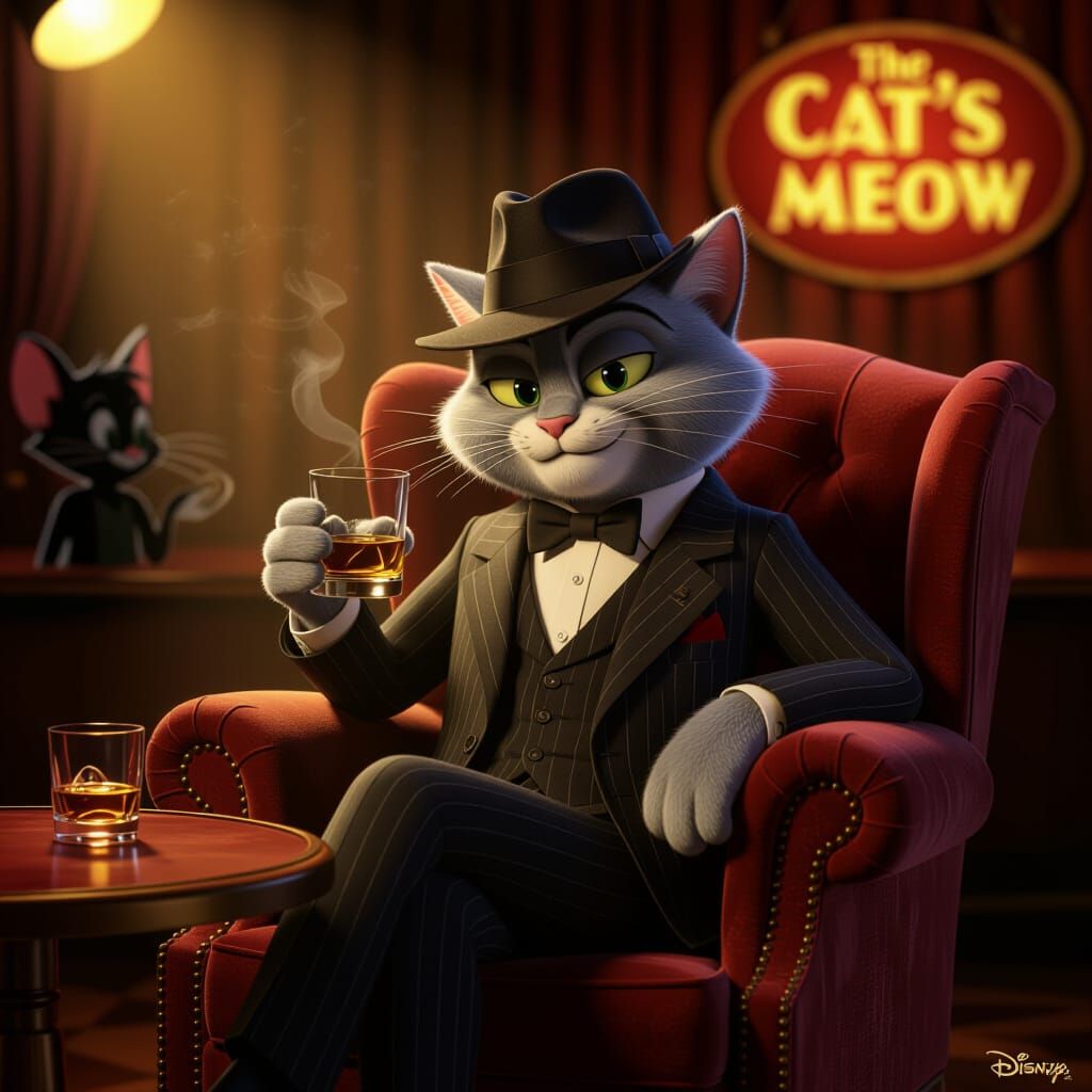 Tom Cat in Jazz Club, Disney Pixar Style