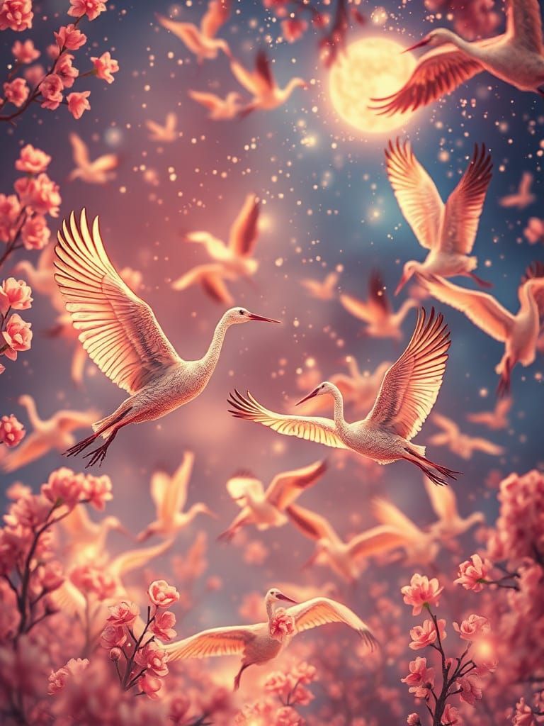 Dance of a Thousand Cranes in New Year Sky