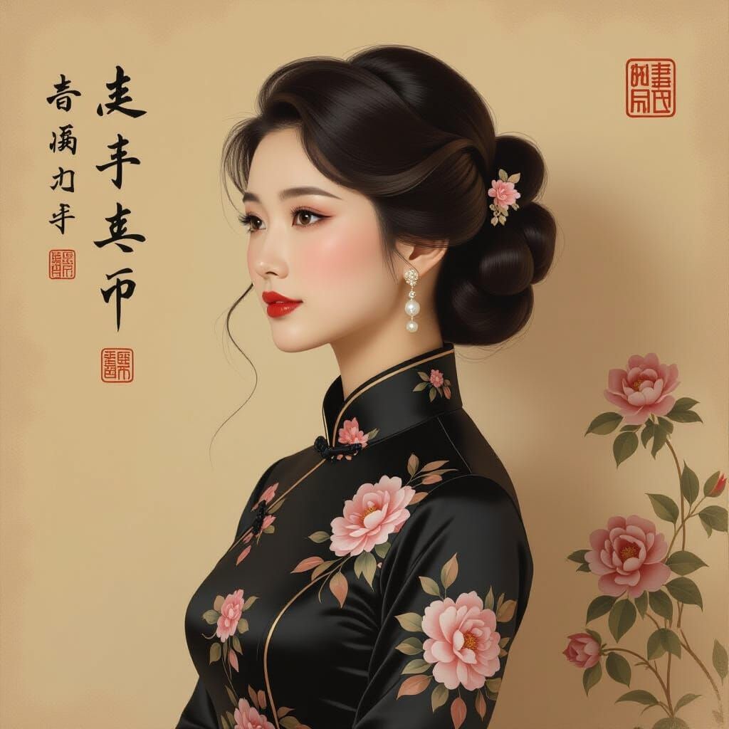 Graceful Chinese Woman Portrait in Classical Style