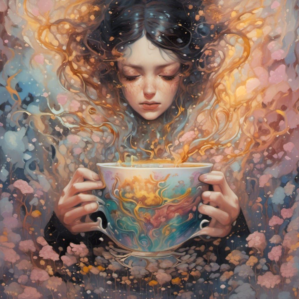 Tarnished rainbows in a tea cup