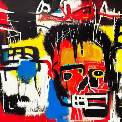 Neo-Expressionist Art: Broken Gun in Basquiat Style