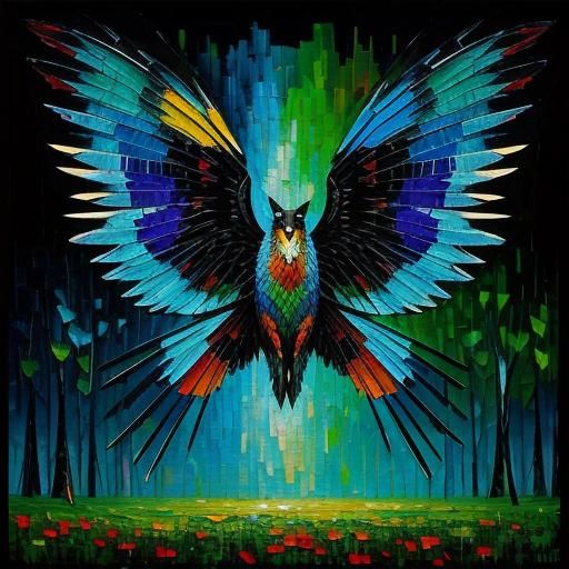 Vibrant Rustic Mosaic Patchwork in Expressionist Style