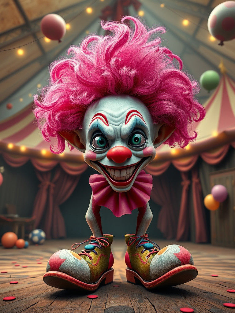 Vibrant Alien Clown in Surreal Digital Art Style