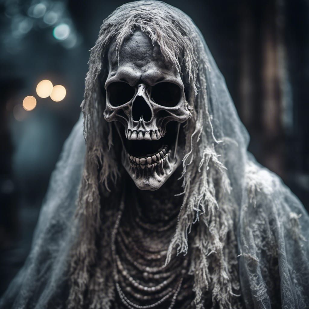 Hyperrealistic Scary Ghost in Atmospheric Horror Style