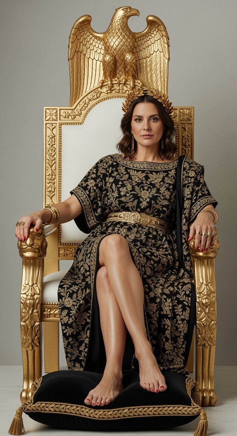 Roman Empress on Gold Throne in Photography Style