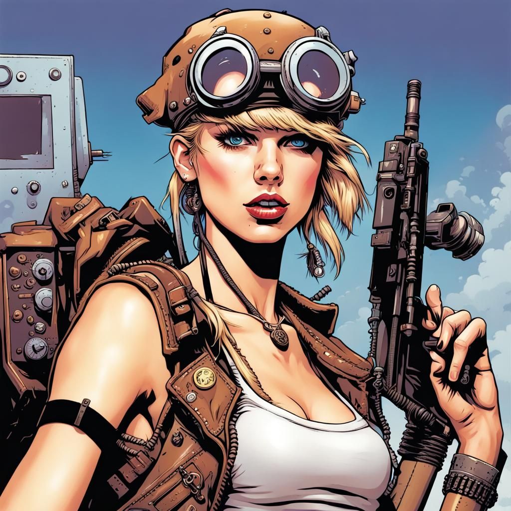 Celebrity as Tank Girl in Comic Book Art