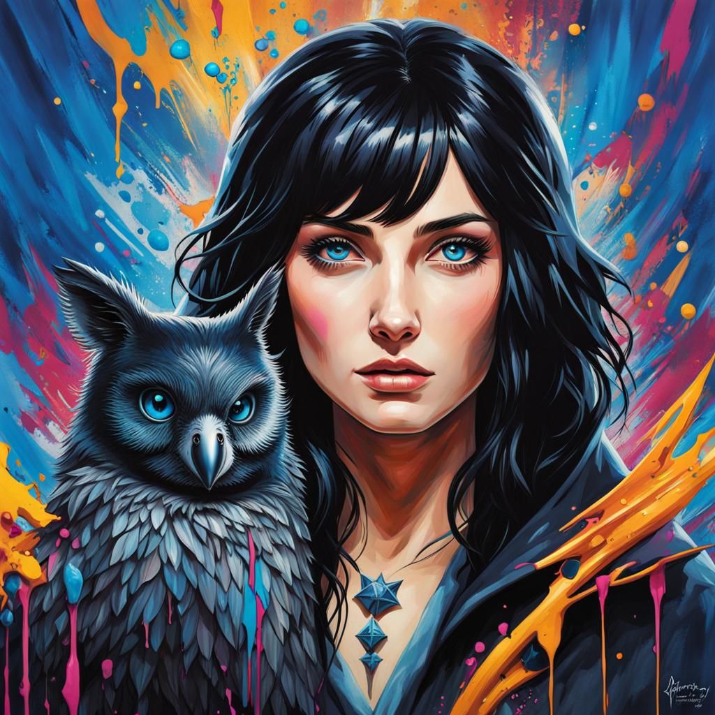 Harry Potter Witch with Sloth in Graffiti Art