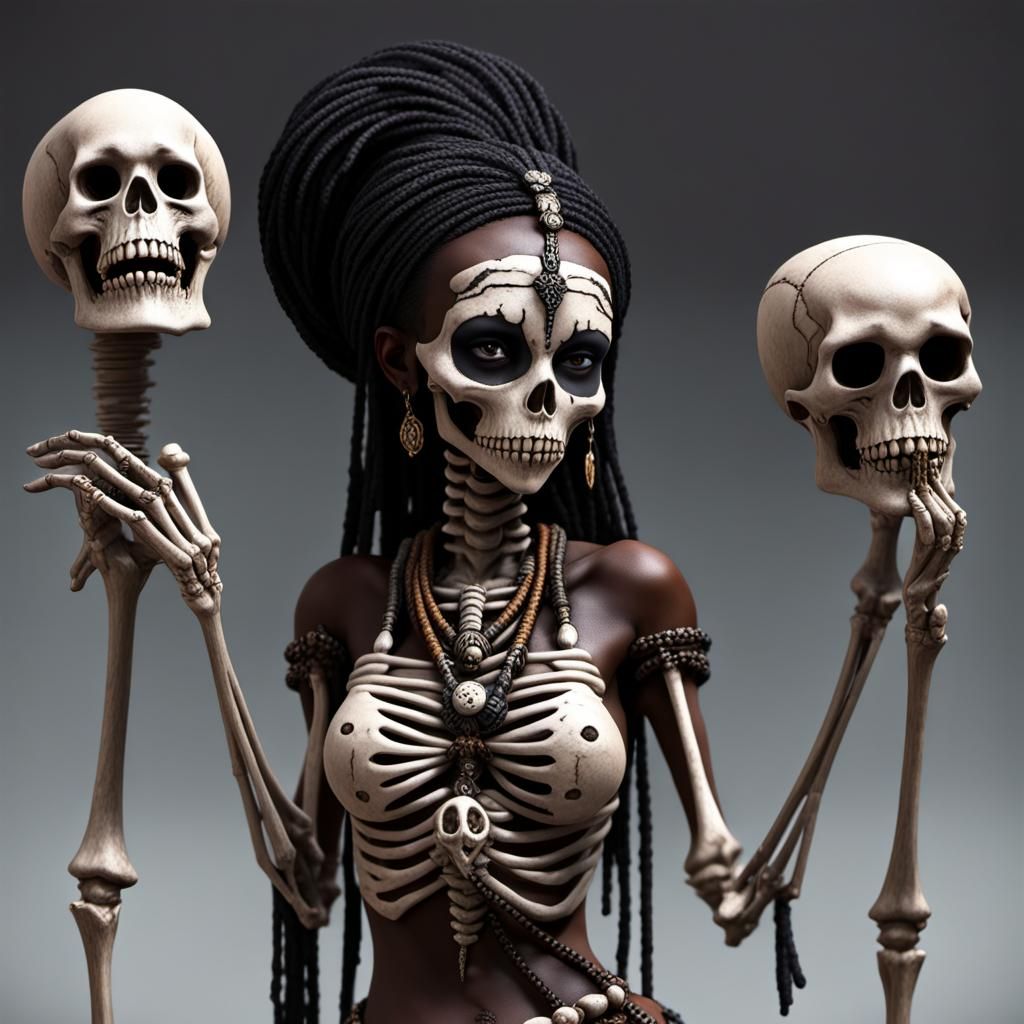 Erzuli Voodoo Priestess with Animated Skeleton