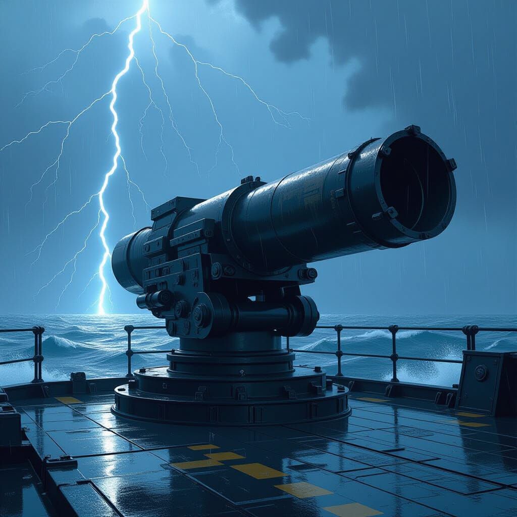 Ship Bomb Launcher in Stormy Seas Concept Art