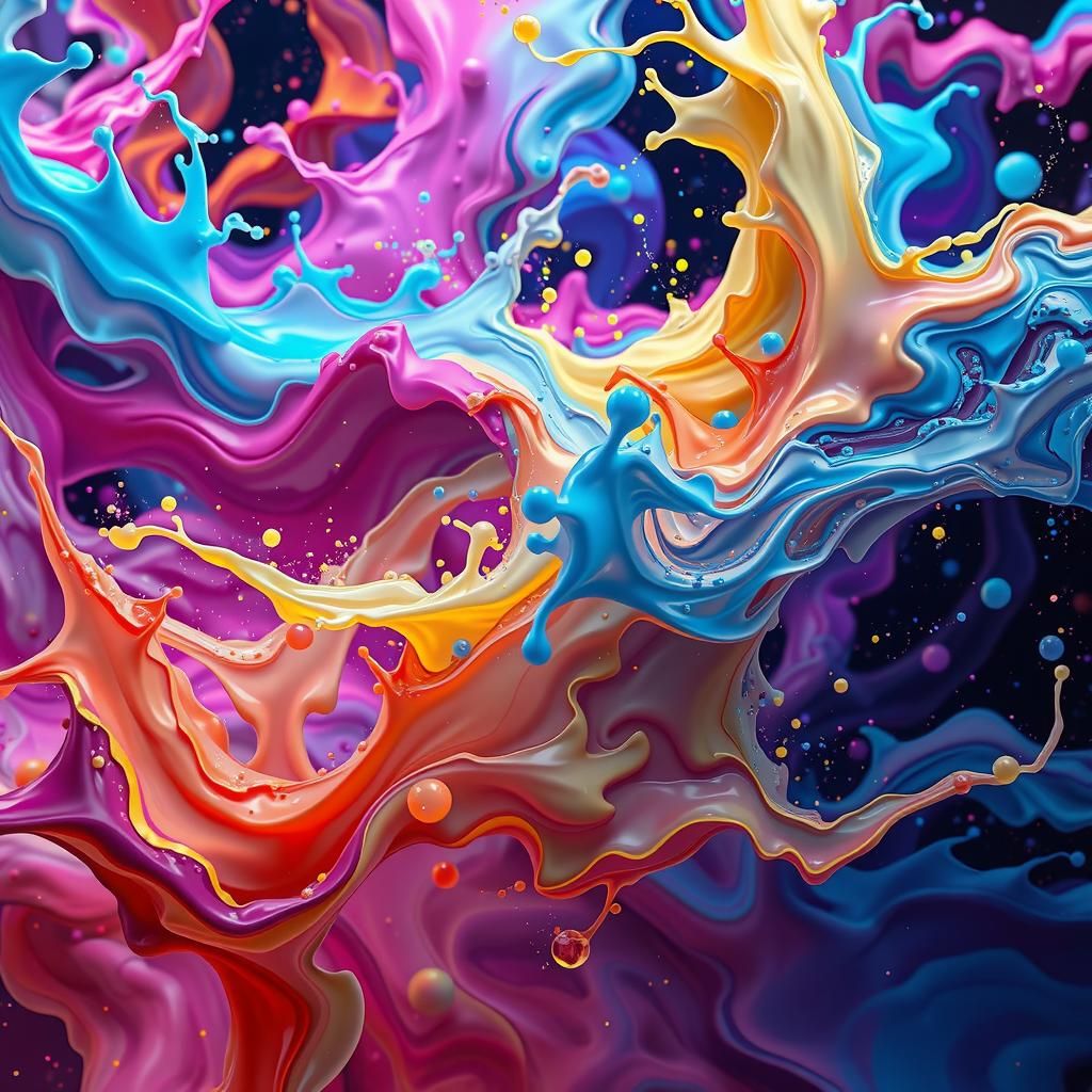 Ethereal Abstract Splashes in a 3D Style