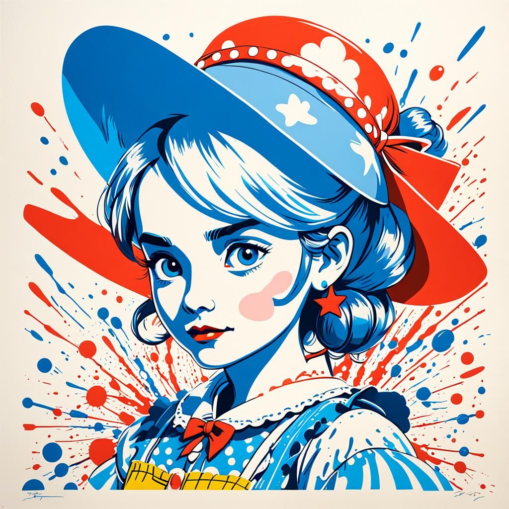 Bo Peep Pop Art Screen Print in Tricolor