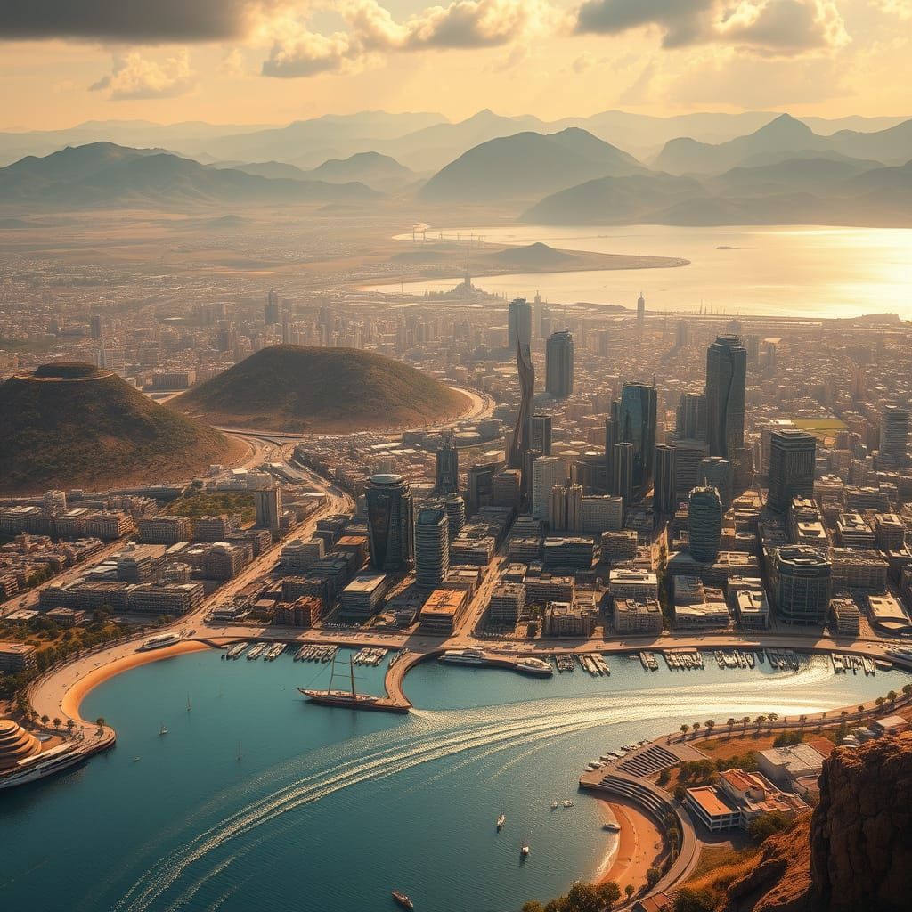 Futuristic Haifa Cityscape in Matte Painting Style