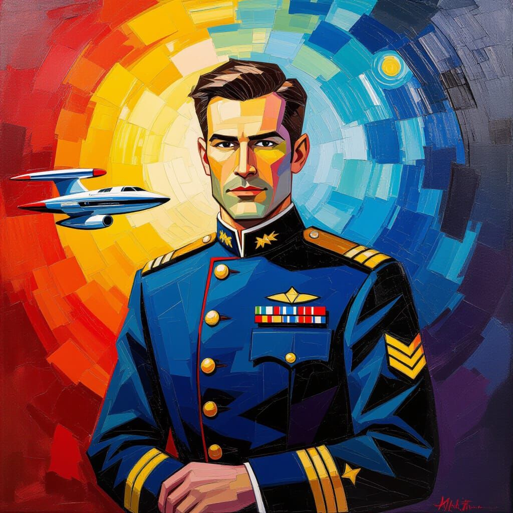 Starfleet Officer's Duty: Neo-Impressionist Oil Painting