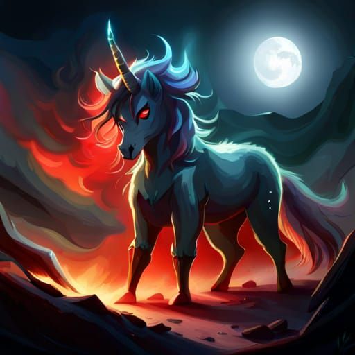 Demonic Unicorn Emerges from the Fog