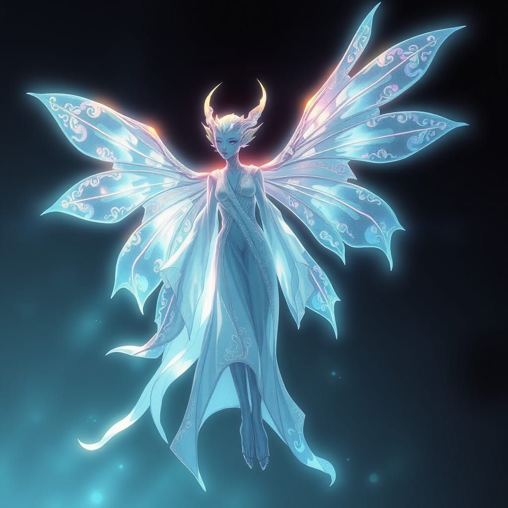 Luminescent Alien Entity in Anime-Inspired Sci-Fi Design