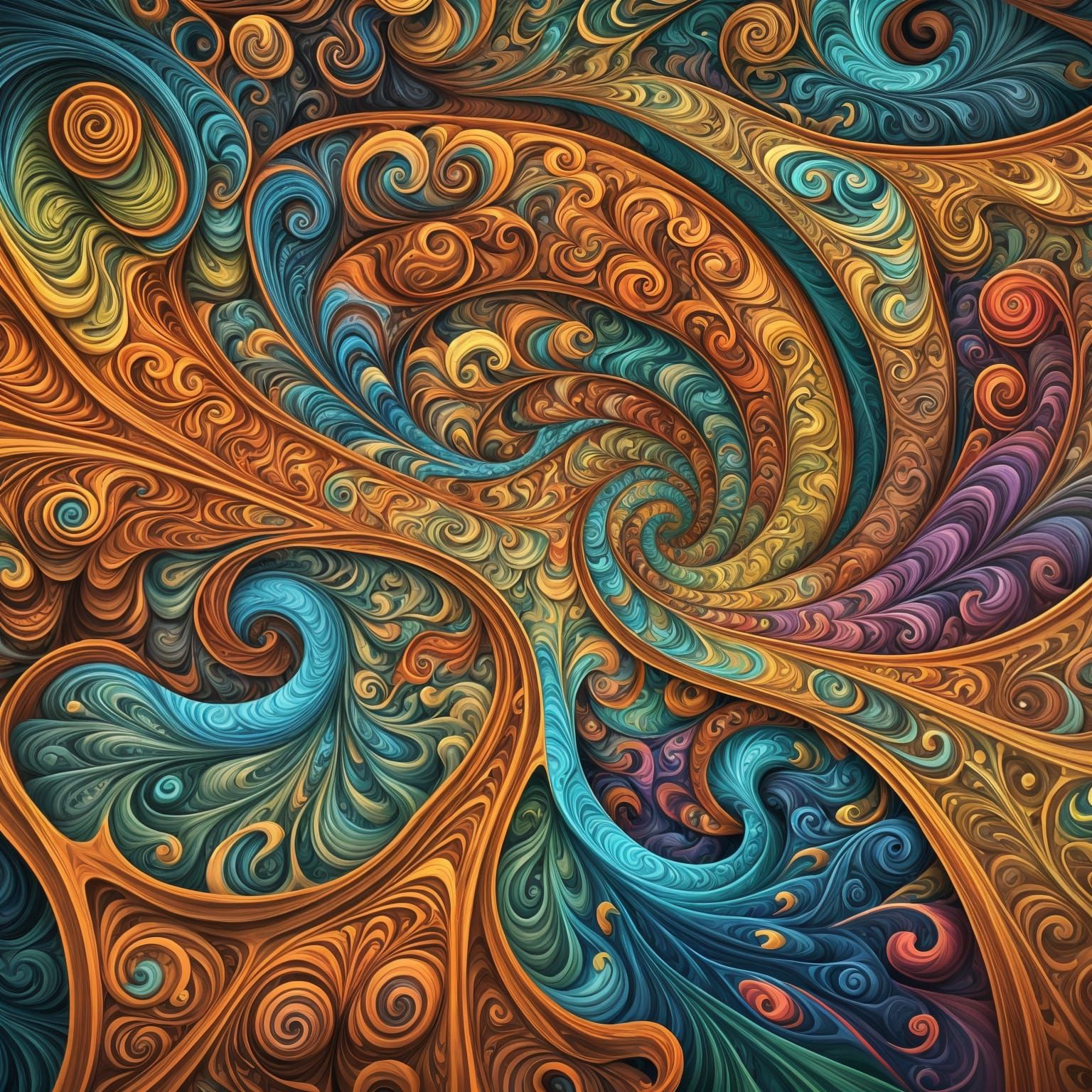 Abstract Swirl Colored Pencil in a Pot