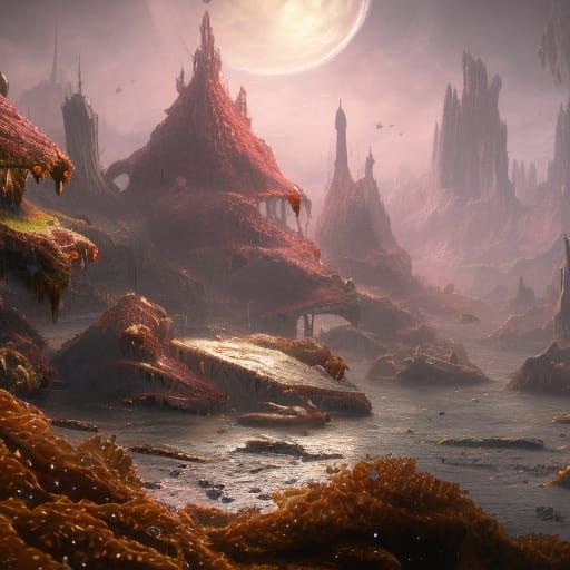 Fantastical Oyster in Detailed Matte Painting Style