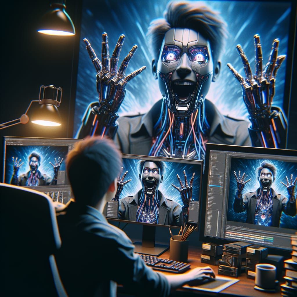 Excited Computer Enthusiast Creates AI Art