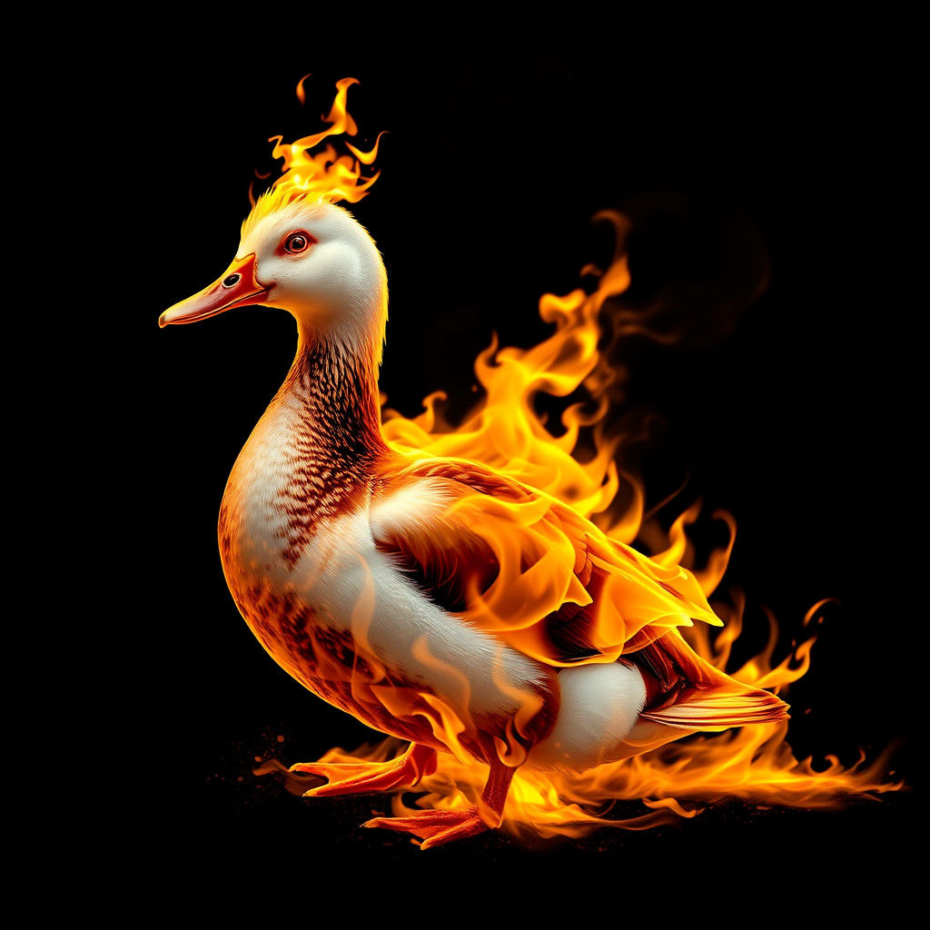 Duck Composed Entirely of Flames