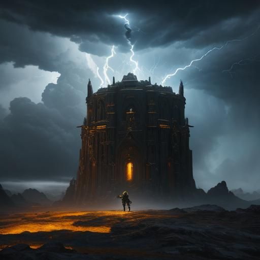 Epic Fantasy: Man Laughing in Lightning Storm