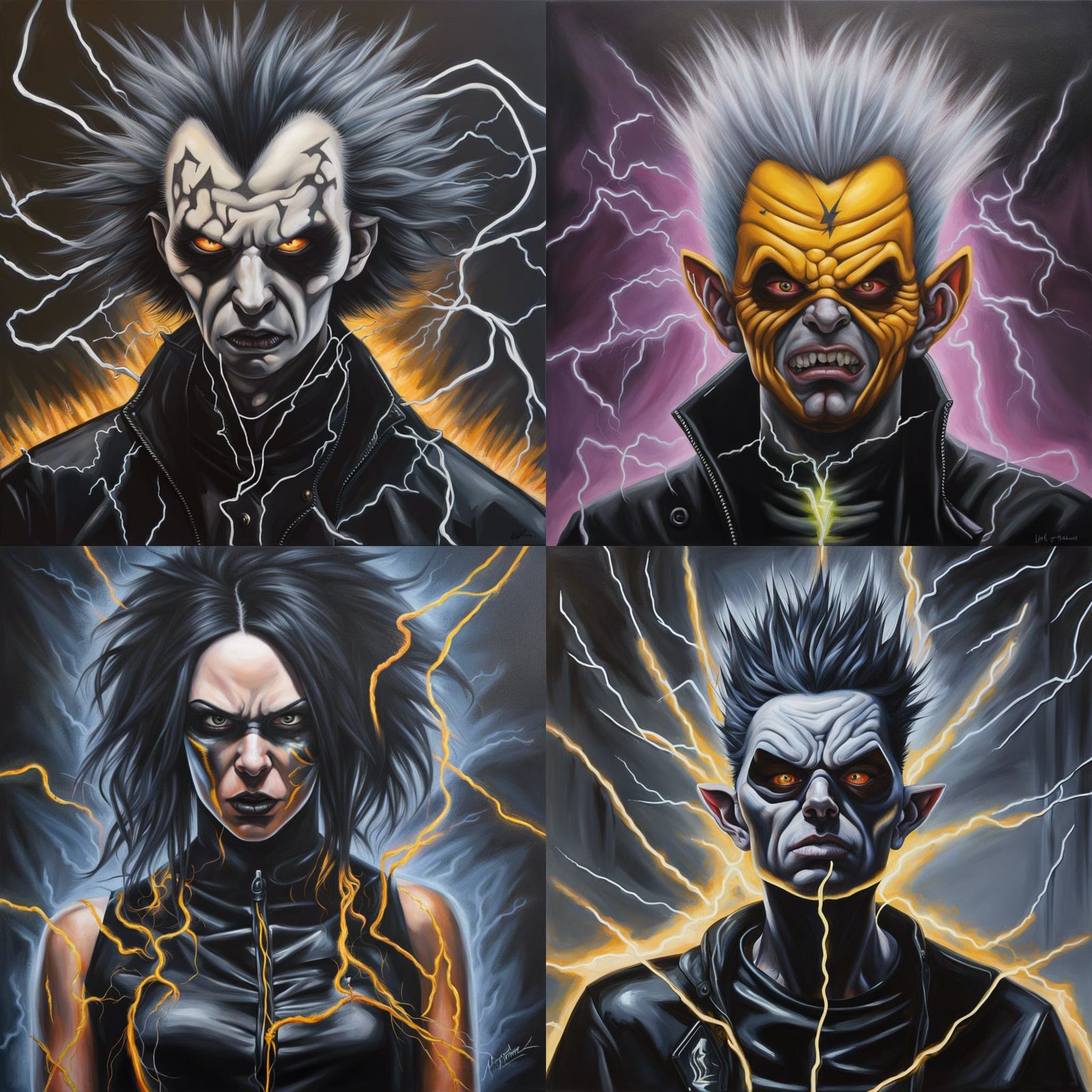 High Voltage Goth Villain Acrylic Painting