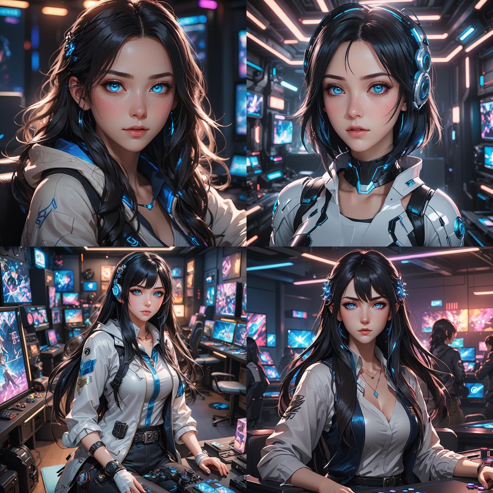 E-Girl in Gaming Room: 3D Anime Art