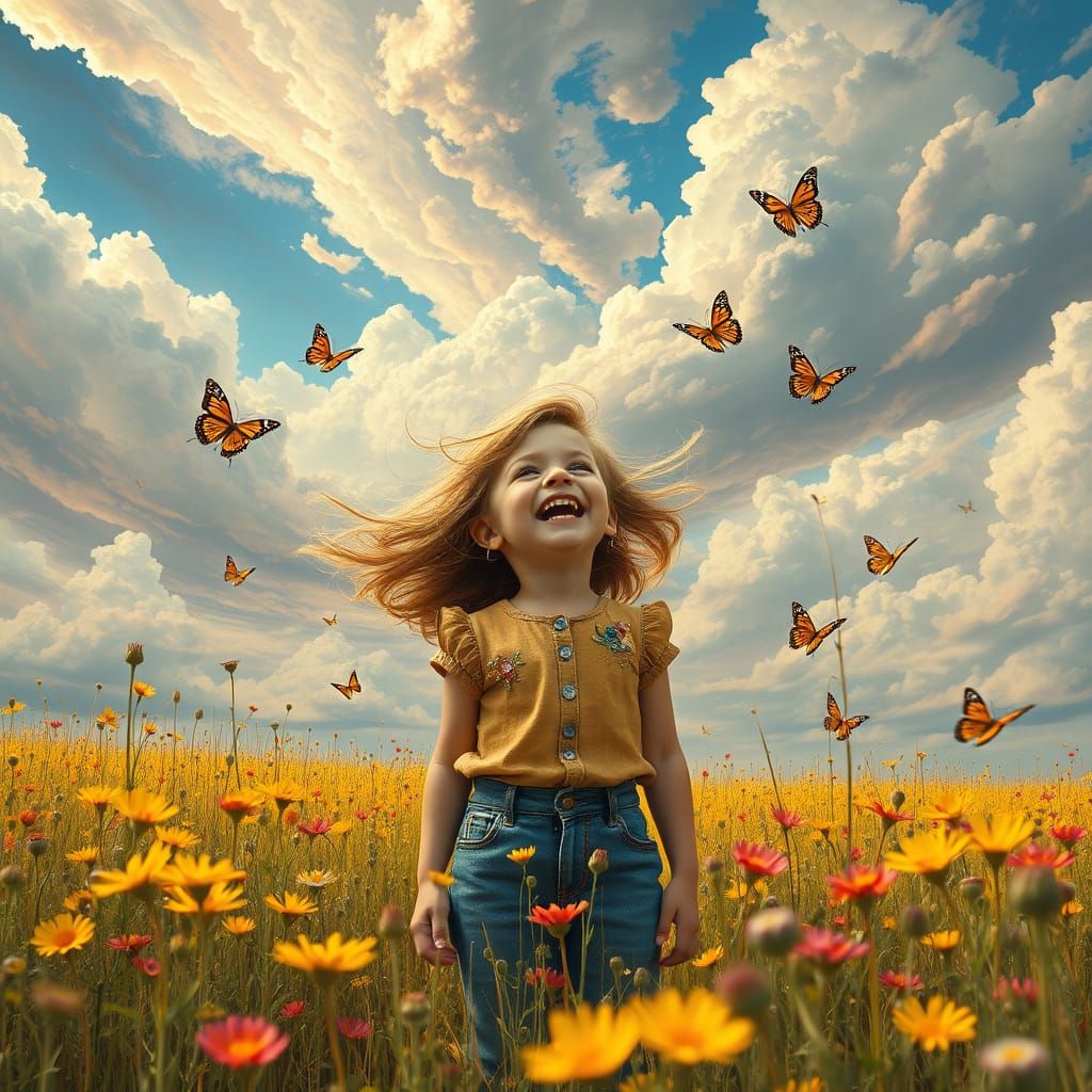 Child in Wildflower Field, Pulp Fiction Cover Art