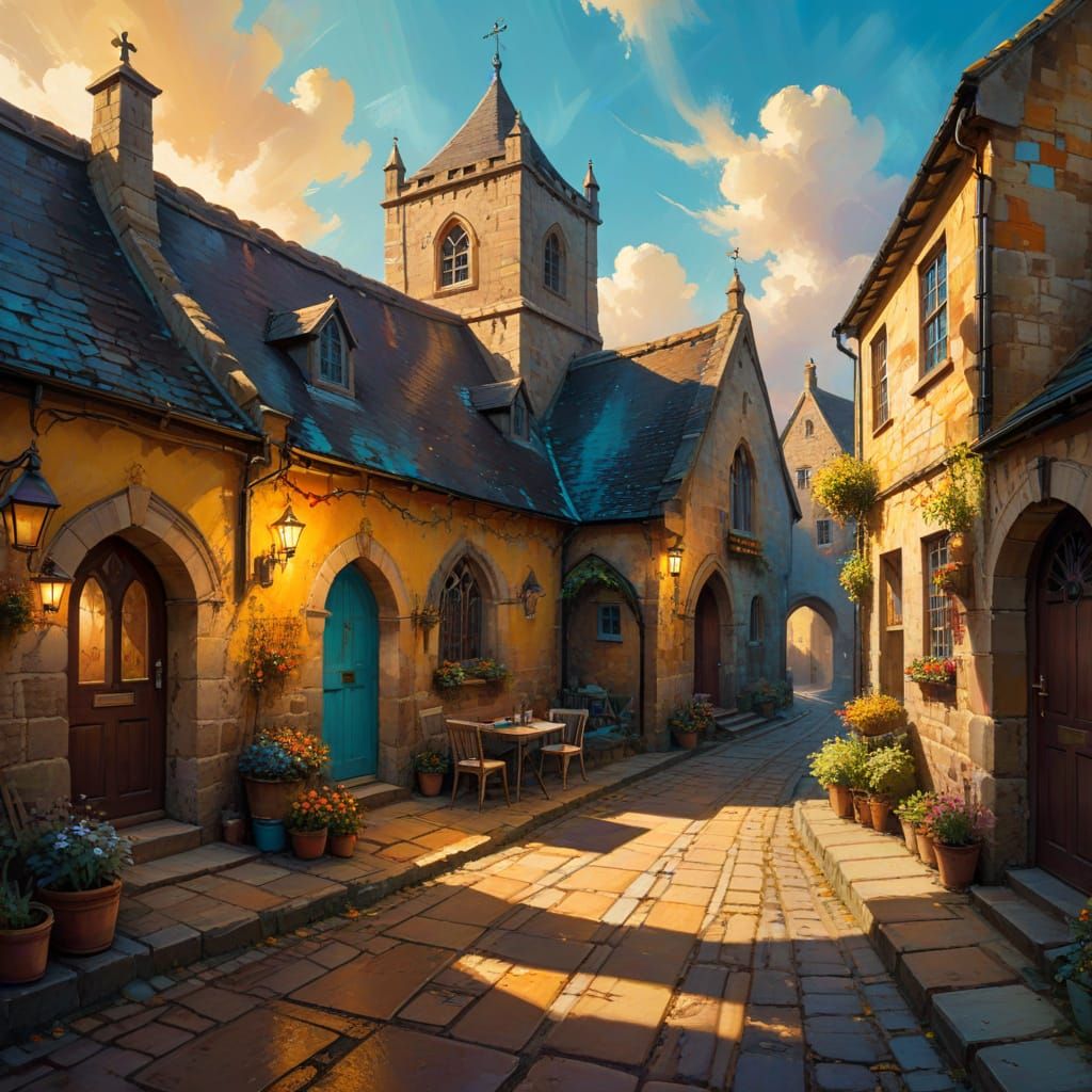 Medieval Whimsy in Vibrant Ink Watercolour