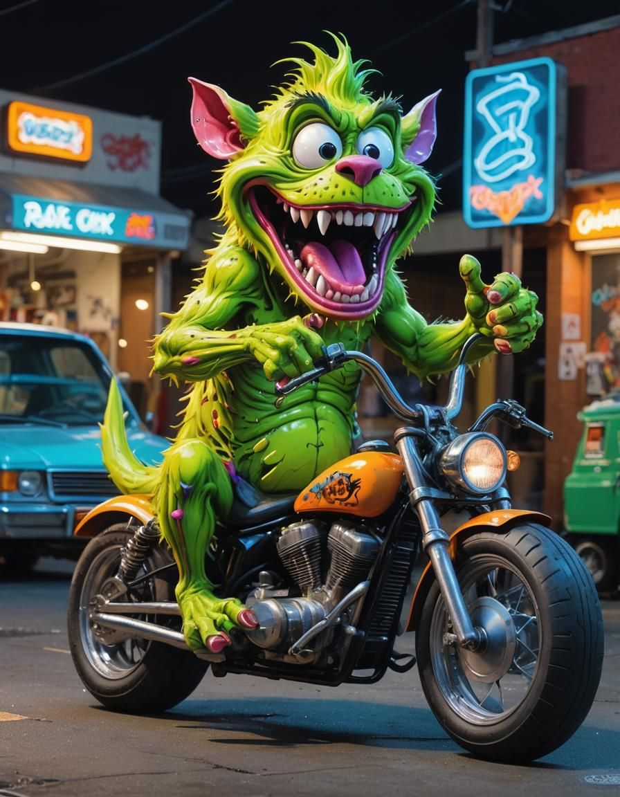 Fluorescent Rat Fink Graffiti Art Illustration