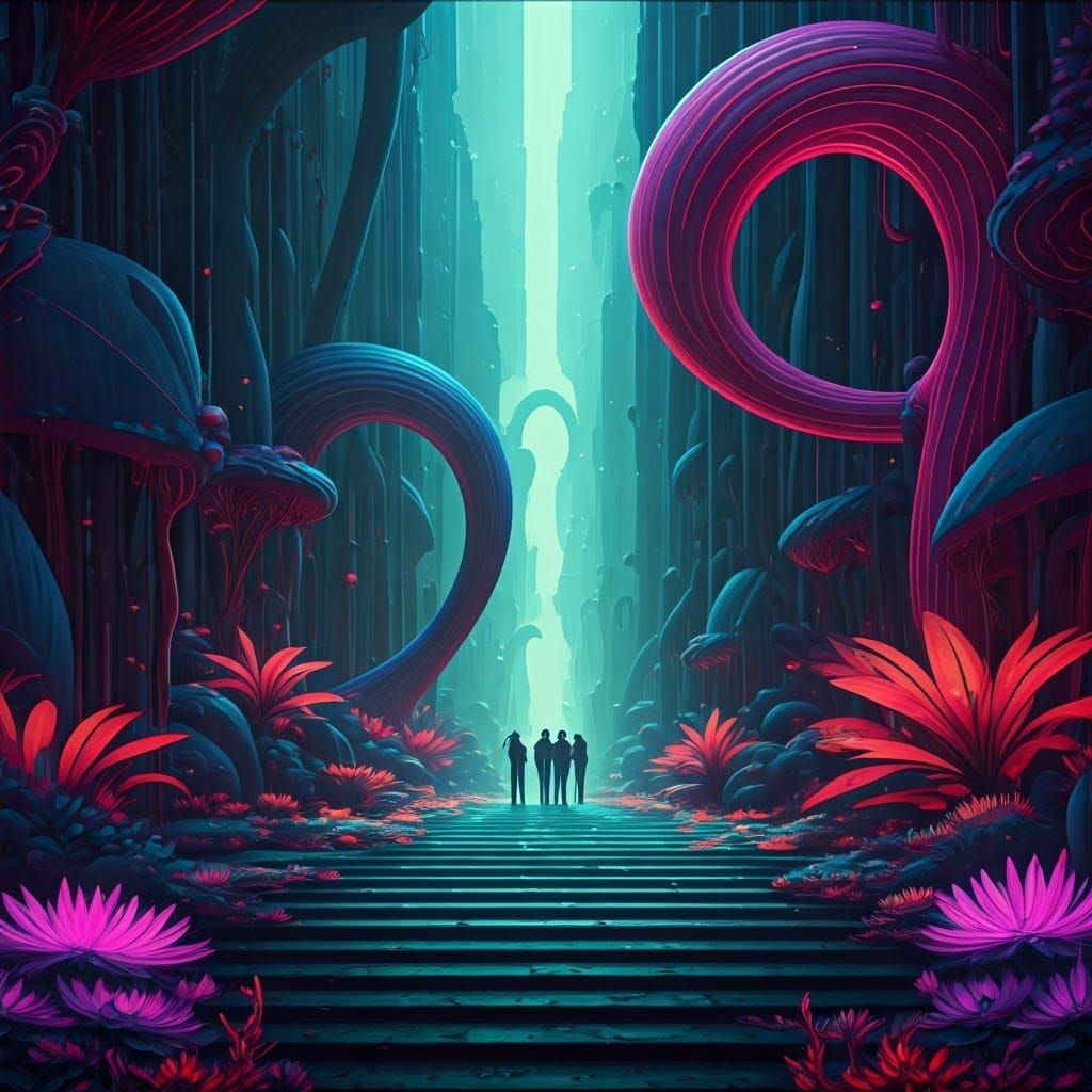 Alien World Party in Futuristic Psychedelic Style