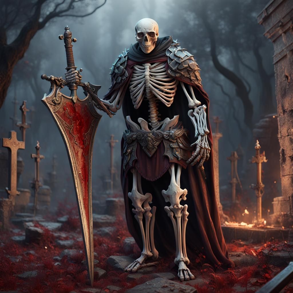 Skeleton Army Emerges from Graveyard in Fantasy Art