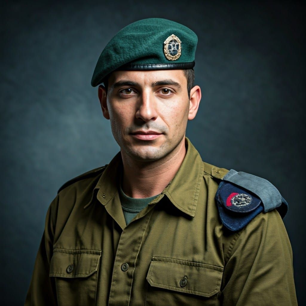 Israeli Army Soldier with Berets, Cinematic Style