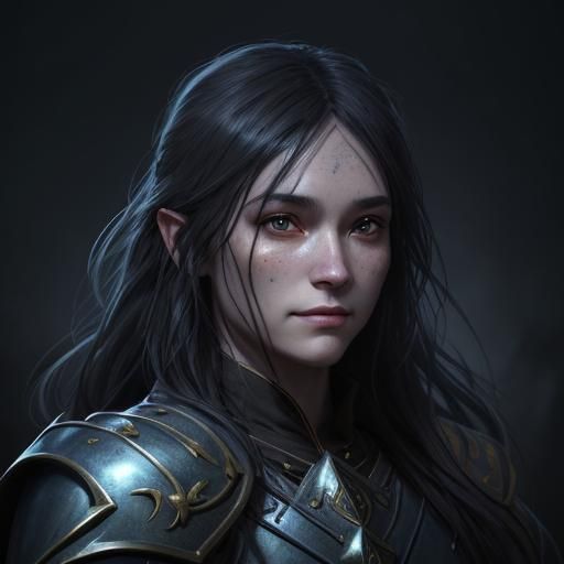 Medieval Mystic-Fighter Portrait in Skyrim Dark Style