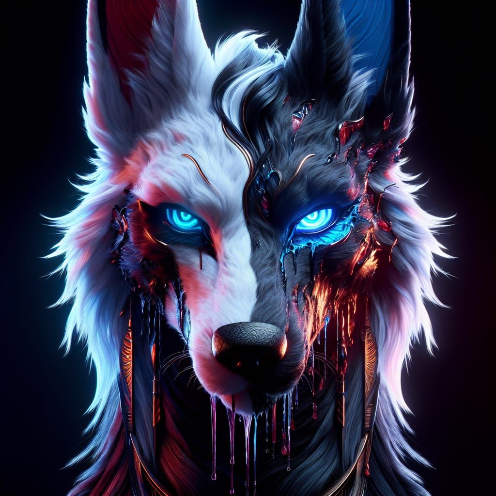 Anubis with Bi-Color Fur in Fantasy Art Style