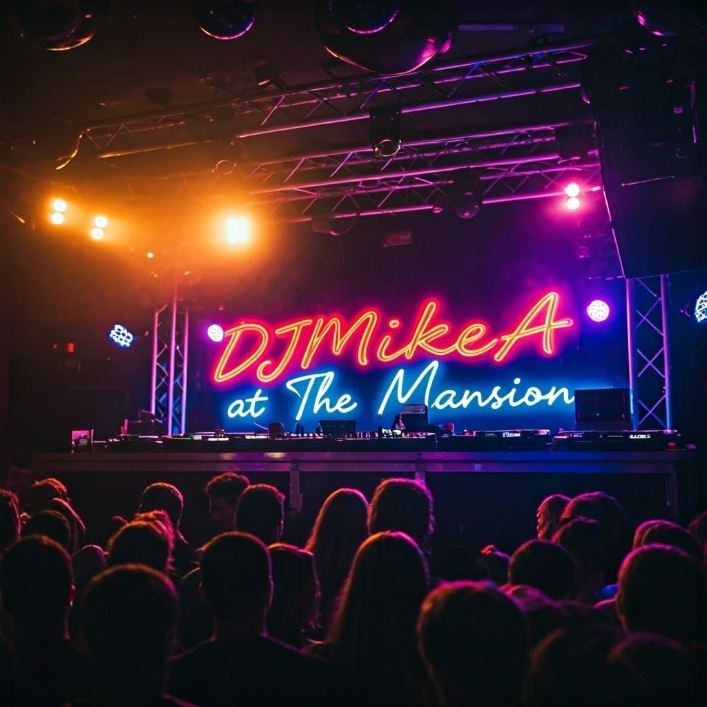 Neon Lit Club with Vintage DJ Equipment