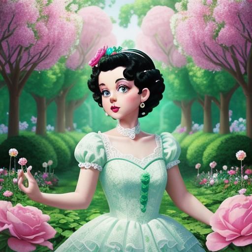 Betty Boop in Garden, Candy Art Style