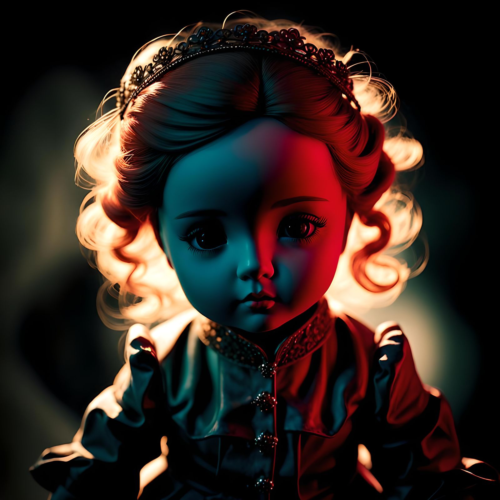 Elegant Porcelain Doll in Victorian Sumi-e Style