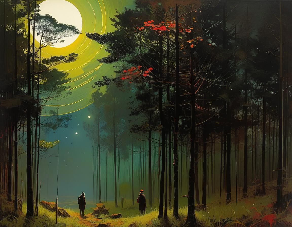 Surreal Night Becomes Day: Mixed Media Artwork