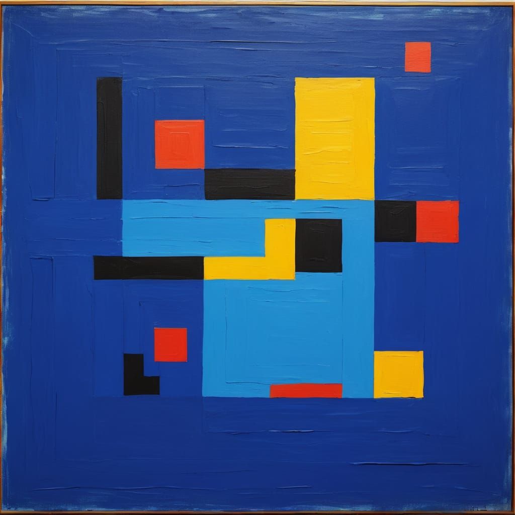 Vibrant Cubist Geometric Abstraction in Warm Color Palette