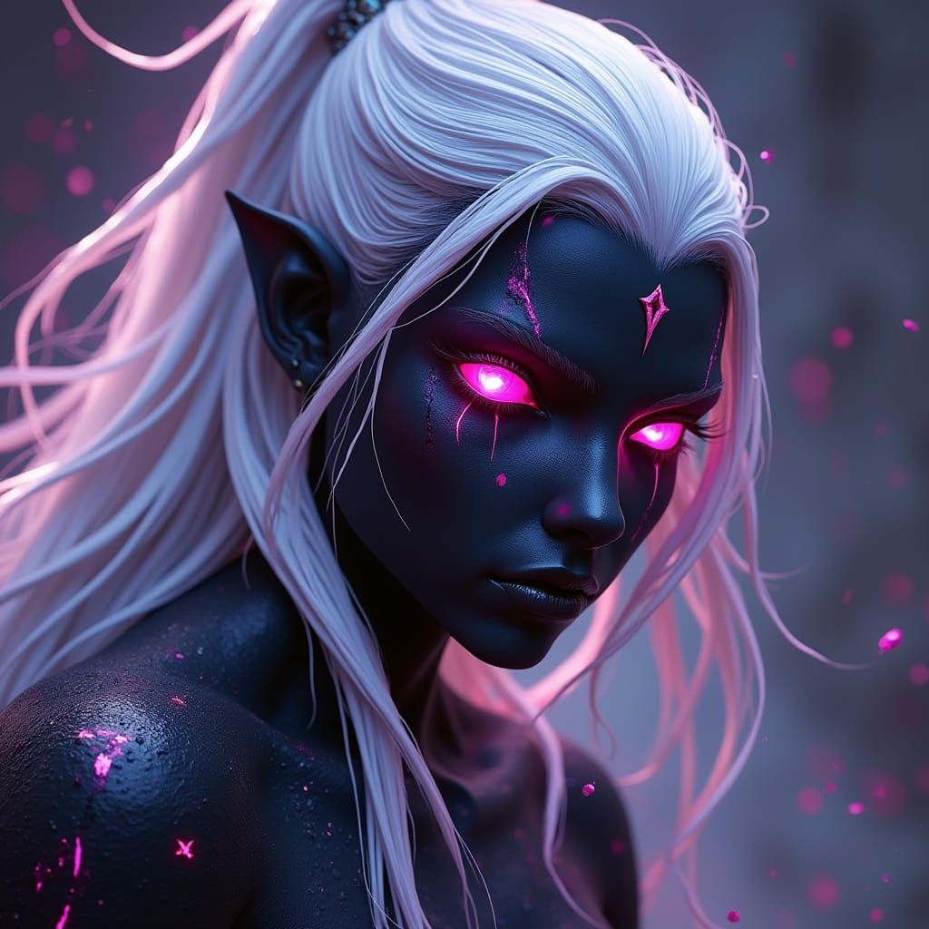 Hyperdetailed Drow Warrior in Dark Fantasy Style