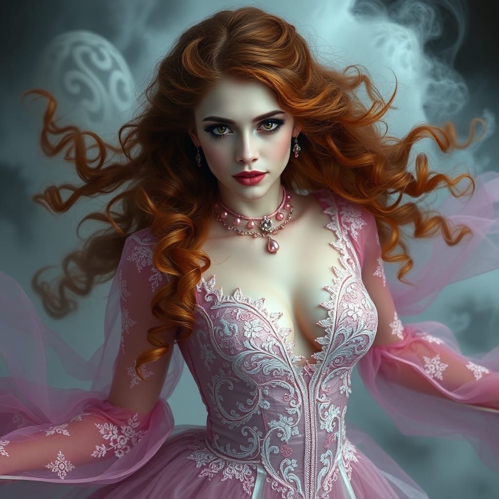 Gothic Vampire Bride in Ethereal Gown